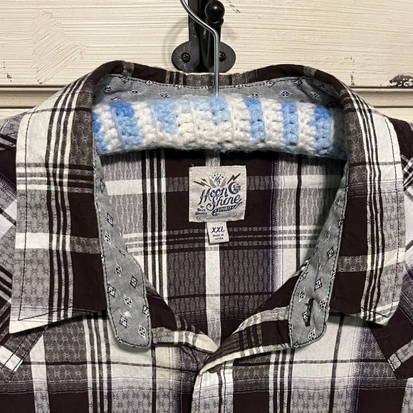 Moon Shine Spirit by Brad Paisley Mens Dark Brown/White Plaid Shirt Size XXL - Picture 4 of 11
